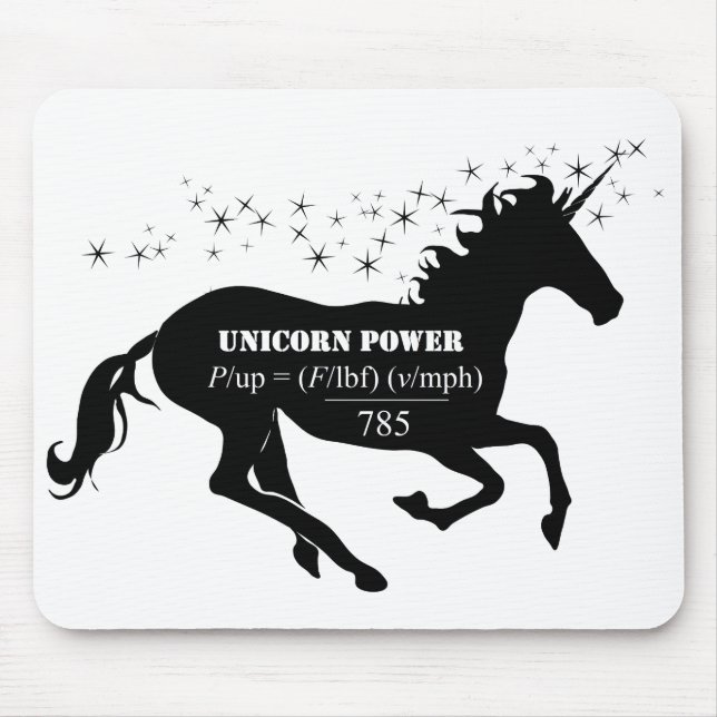 Mousepad Unicorn Power Falso Math Fórmula Engraçada (Frente)