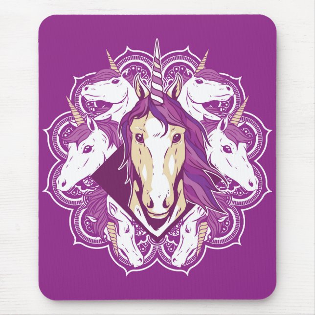 Mousepad Unicorn Roxo Mandala (Frente)