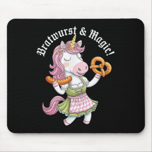Mousepad Unicórnio Alemão Drindl Bratwurst Magic Funny Kids