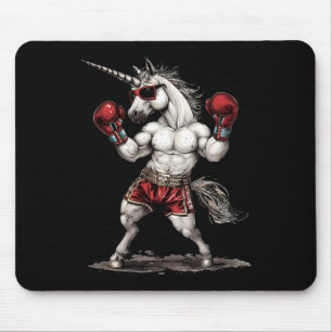Mousepad Unicórnio Boxeador Com Luvas de Boxe Kickboxing En