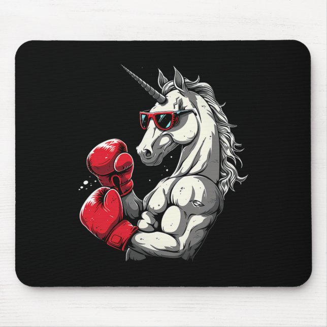 Mousepad Unicórnio de Boxe Com Luvas de Boxe Kickboxing Fof (Frente)