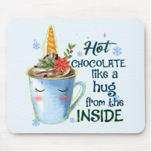 Mousepad Unicórnio de Chocolate Quente Cozy Unicorn Winte