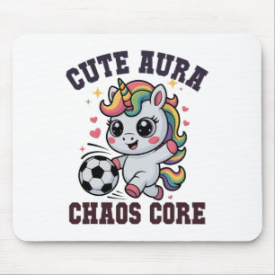 Mousepad Unicórnio de Futebol Engraçado Aura Fofa Núcleo do