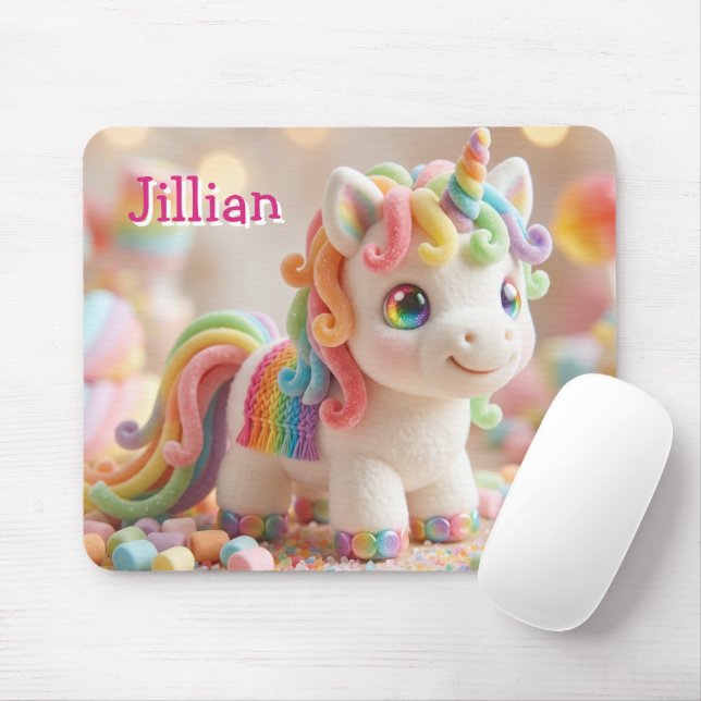 Mousepad Unicórnio de Marshmallow e Sonho de Doce Pastel (Com mouse)