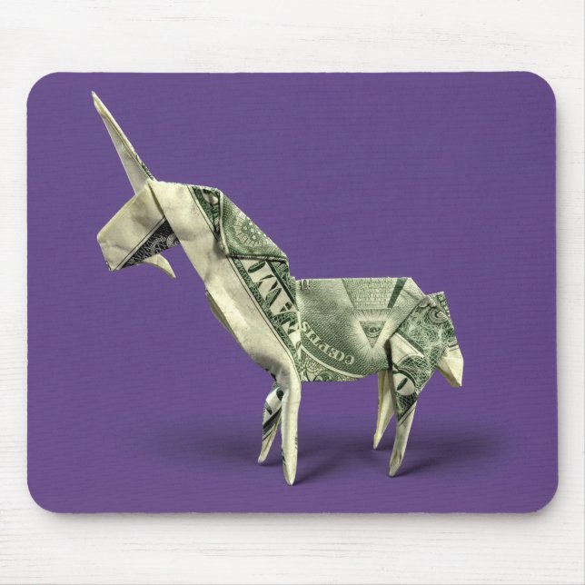 Mousepad Unicórnio de Origami de Dinheiro (Frente)