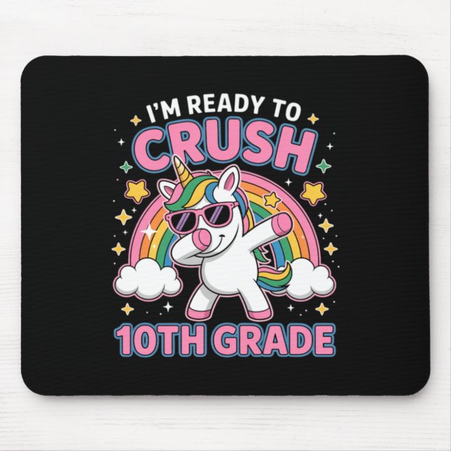Mousepad Unicórnio de Volta à Escola Detonando o 10º Ano (Frente)