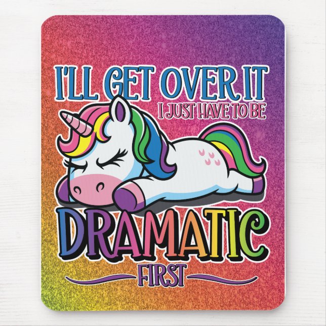 Mousepad Unicórnio Dramático - Arco-íris Brilhante (Frente)