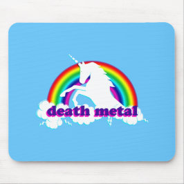 Mousepad Unicórnio e arco-íris engraçados do metal da morte