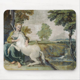 Mousepad Unicórnio e Jovem Mulher (por Domenichino)