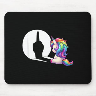 Mousepad Unicórnio Engraçado Com Dedo do Meio Manhã Mal Hum