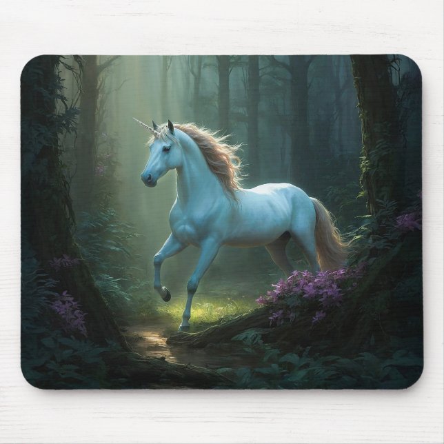 Mousepad Unicórnio Mágico em Floresta Encantada (Frente)