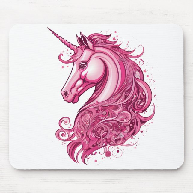 Mousepad unicórnio rosa abstrato (Frente)