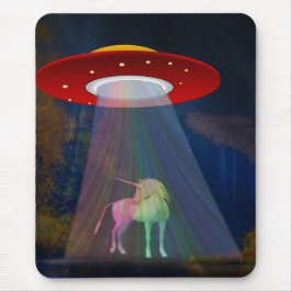 Mousepad Unicórnio sob UFO Rainbow Beam at Night, ZKoA