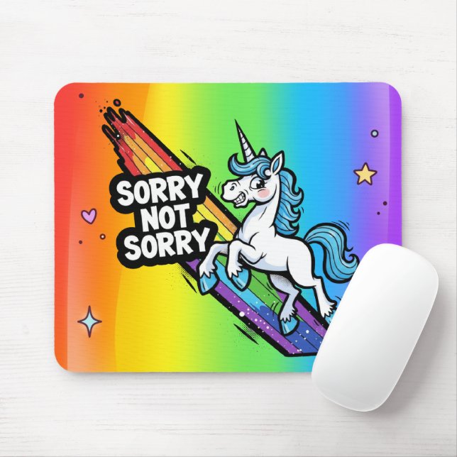 Mousepad Unicórnio Sorry not Sorry Base para Mouse (Com mouse)