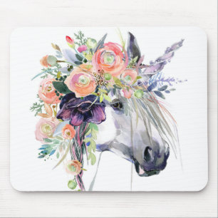 Mousepad Unicórnio vestido floral