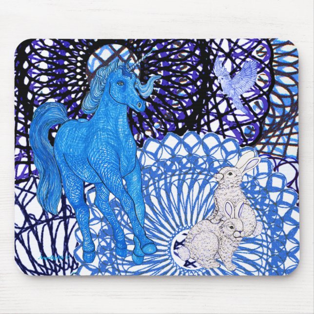 Mousepad Unicorns Love Rabbits (Frente)