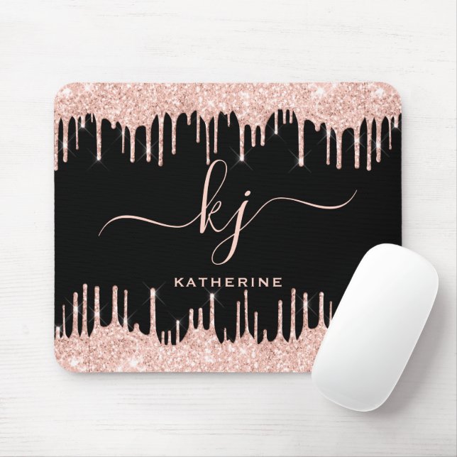 Mousepad Unidades de brilho Douradas do Rosa de Blush Elega (Com mouse)