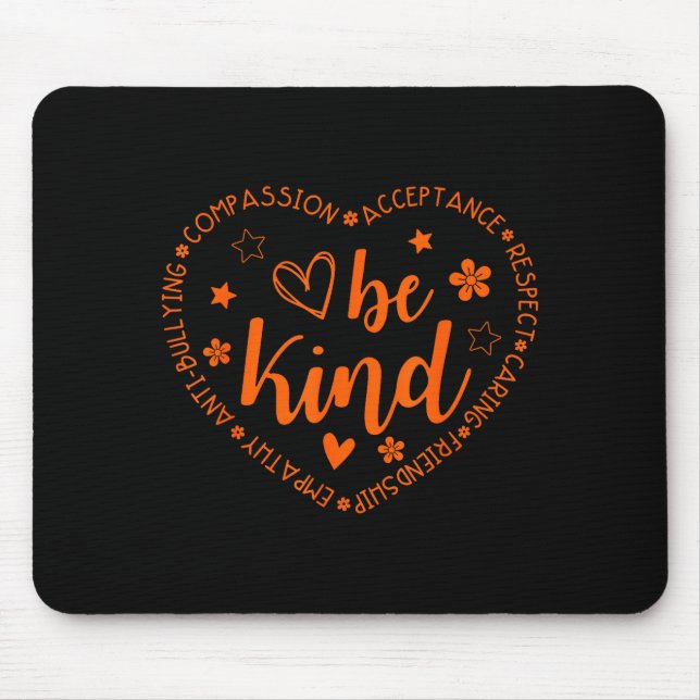 Mousepad Unity Day Be Kind Kindness Orange Anti Bullying Te (Frente)