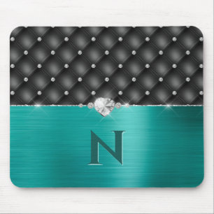 Mousepad Upholsteria de Glam Metal Faux Teal e rato Monogra