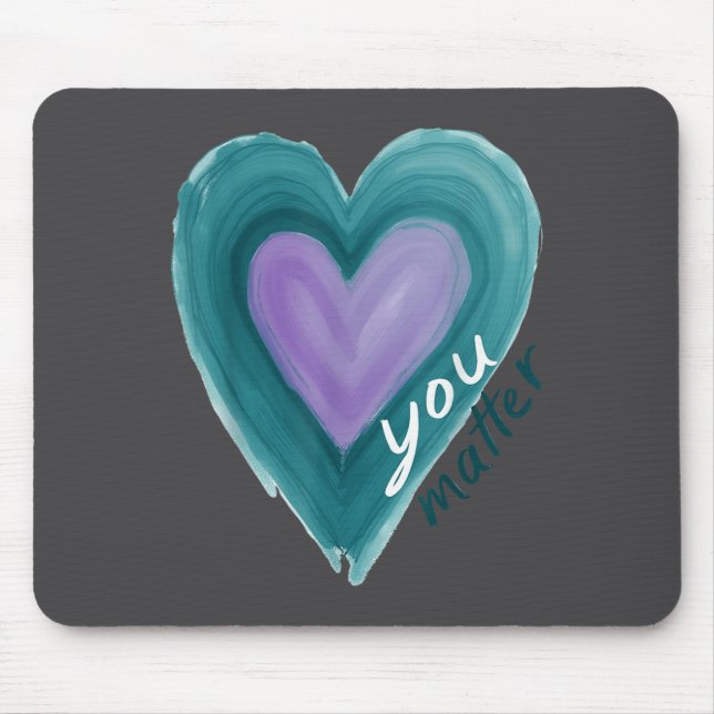 Mousepad Uplifting you  Suicide Prevention Heart Design  (Frente)