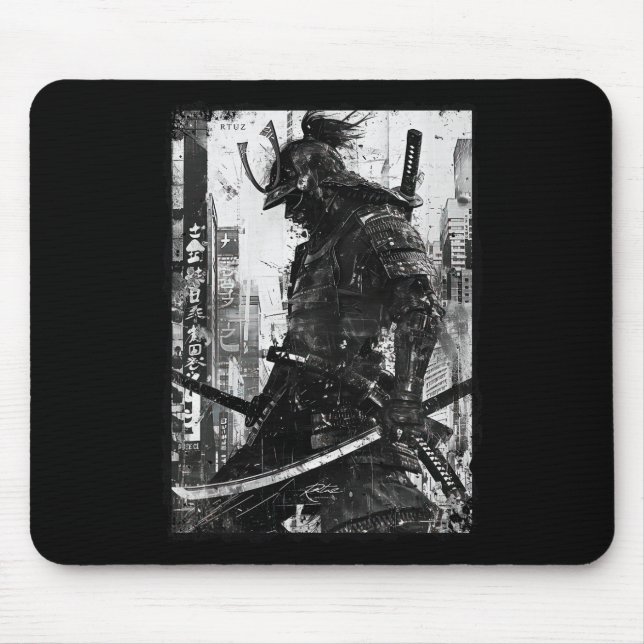 Mousepad Urban Samurai Warrior Grunge Japanese Streetwear (Frente)