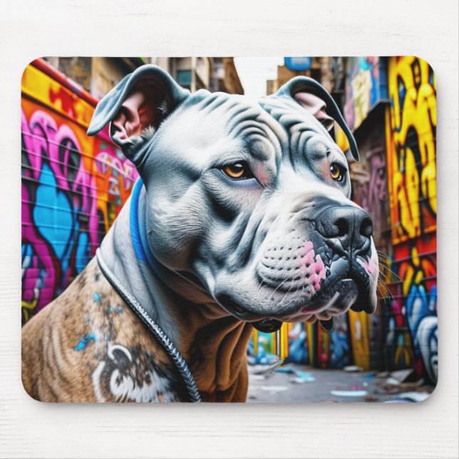 Mousepad Urbana Brindle Pitbull, Grafite de Arte (Frente)