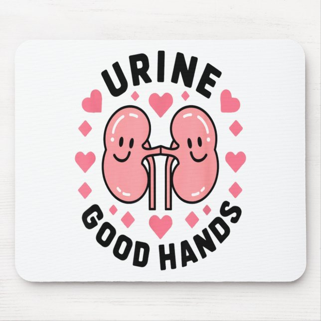 Mousepad Urine Good Hands Kidney Pun Cute Cartoon Humor  (Frente)