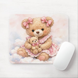 Mousepad Ursa Teddy Menina Sentada em uma Nuvem