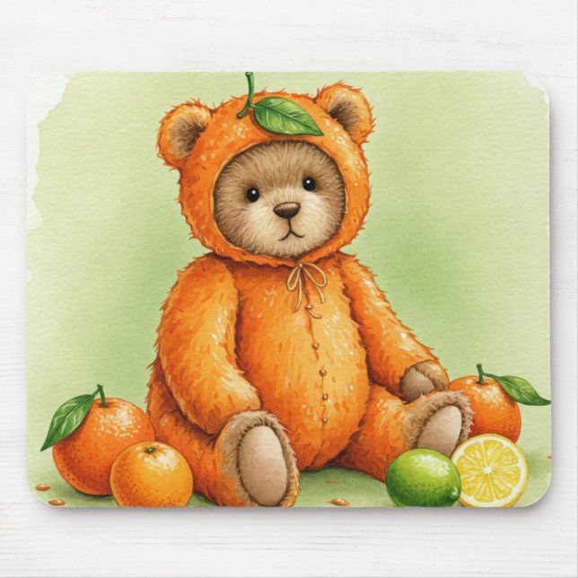 Mousepad Ursinho Laranja Brilhante por Natasha Us (Frente)