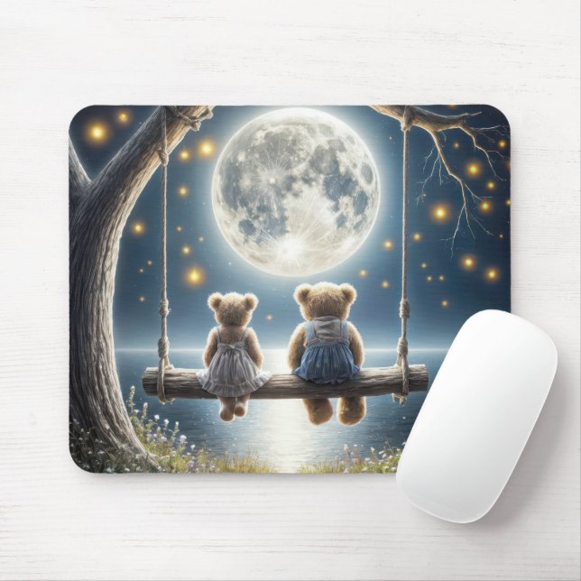 Mousepad Ursinhos em um Balanço ao Luar (Com mouse)