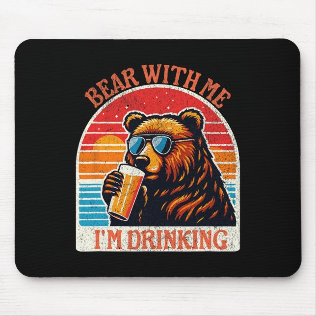 Mousepad Urso-Bebendo-Urso, Engraçado, Caminhada Engraçado (Frente)