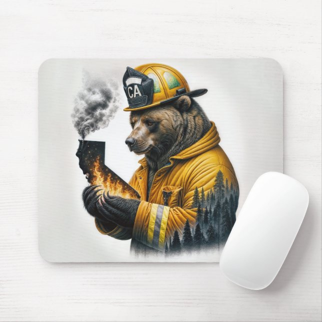 Mousepad Urso Bombeiro da Califórnia (Com mouse)
