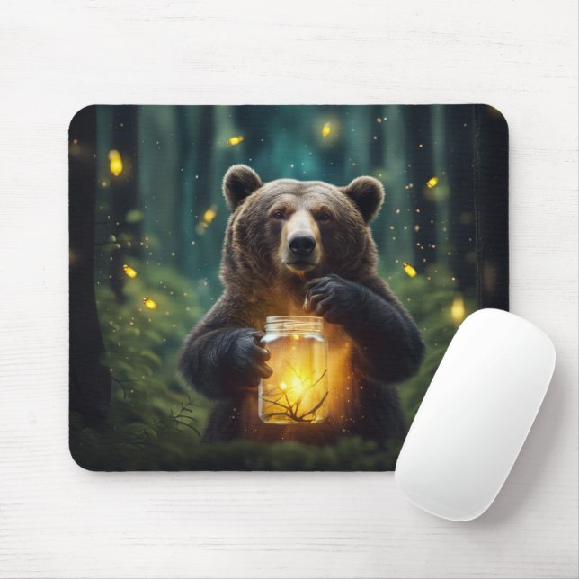 Mousepad Urso Com Vagalumes No Jar (Com mouse)