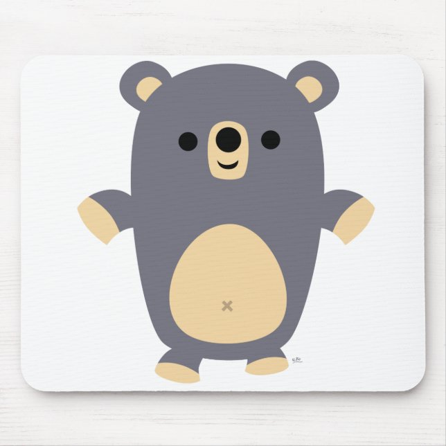 Mousepad Urso de Animação Azul Grande (Frente)