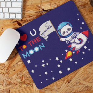 Mousepad Urso De Panda Bonito Em Naves De Foguete Personali