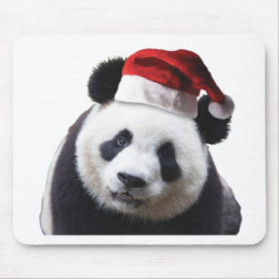 Mousepad Urso de panda do Natal com chapéu do papai noel