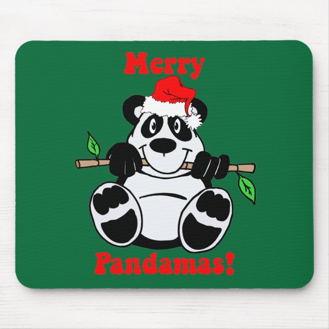 Mousepad Urso de panda engraçado do Natal (Frente)