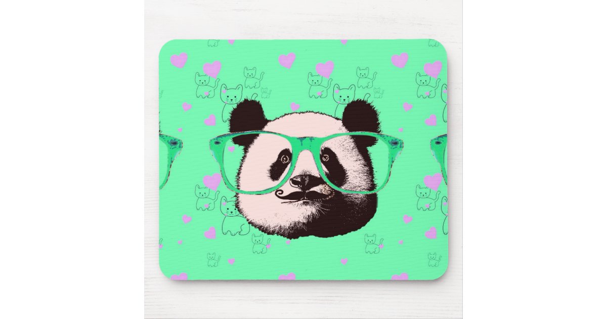 Fofo urso panda com ilustração de óculos.