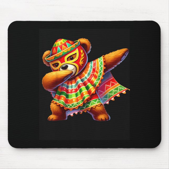 Mousepad Urso de pelúcia Dabbing Lucha Libre Cinco De Mayo  (Frente)