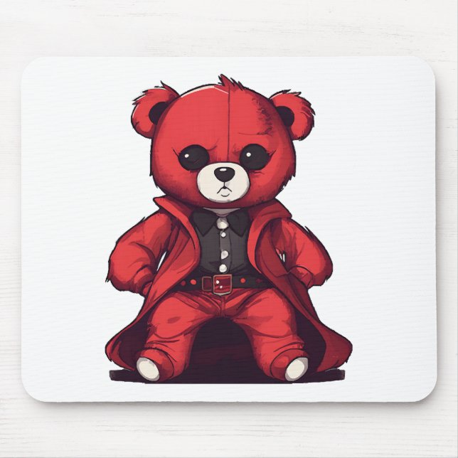 Mousepad Urso de pelúcia fofo menino vermelho (Frente)