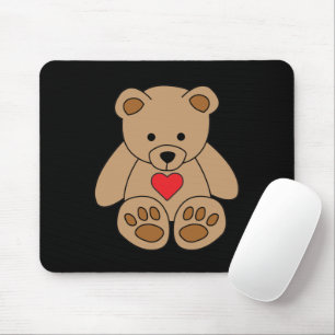 Mousepad Urso de pelúcia marrom coração Dia dos Namorados E