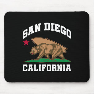 Mousepad Urso de San Diego Califórnia Surfando Surfista