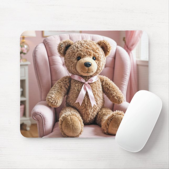Mousepad Urso De Teddy Com Arco Rosa (Com mouse)