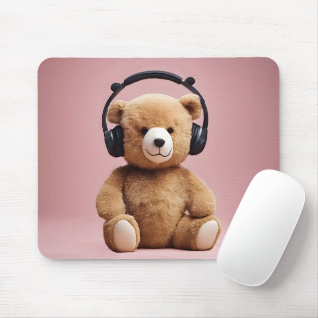 Mousepad Urso De Teddy Com Fones de ouvido (Com mouse)