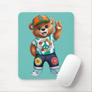 Mousepad Urso de Teddy com roupa pacífica ocasional 1