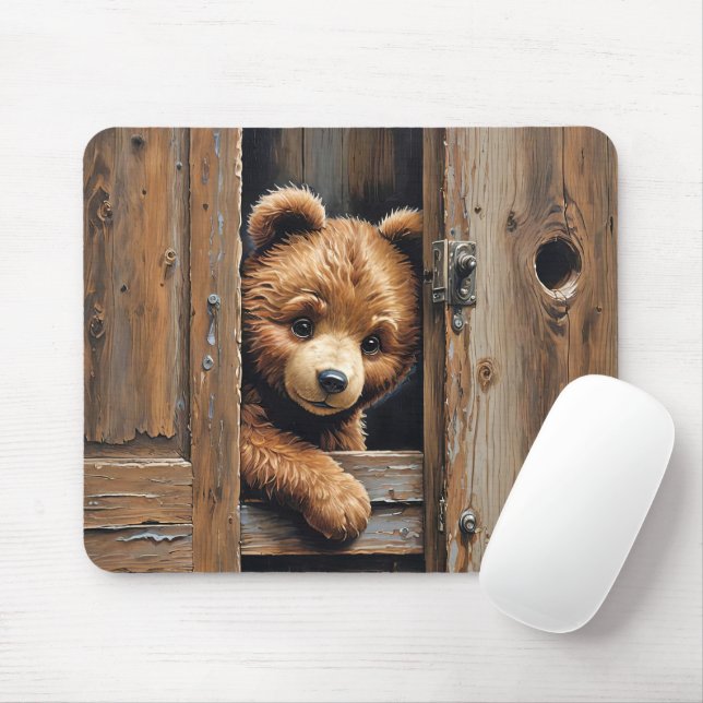 Mousepad Urso De Teddy Na Porta (Com mouse)