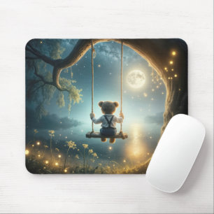 Mousepad Urso de Teddy numa Árvore Balançando com Vagalumes
