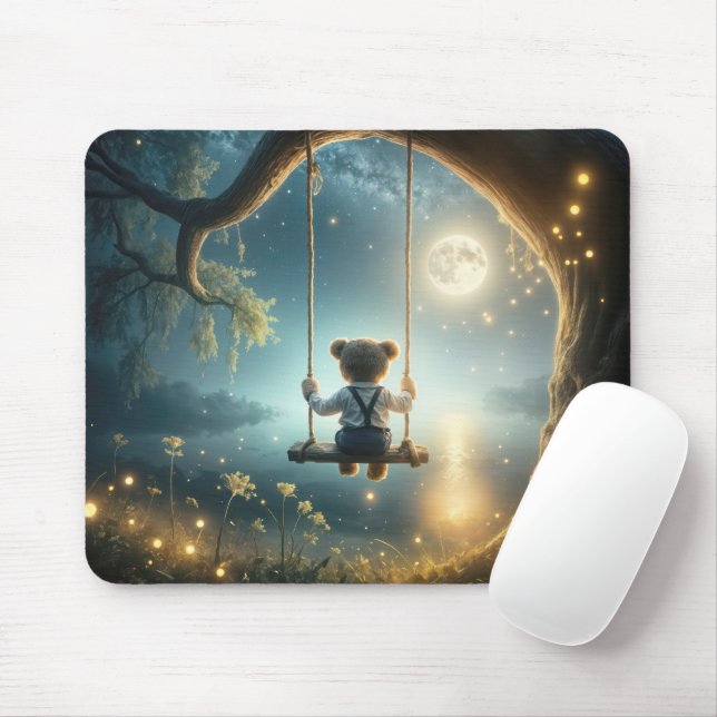 Mousepad Urso de Teddy numa Árvore Balançando com Vagalumes (Com mouse)