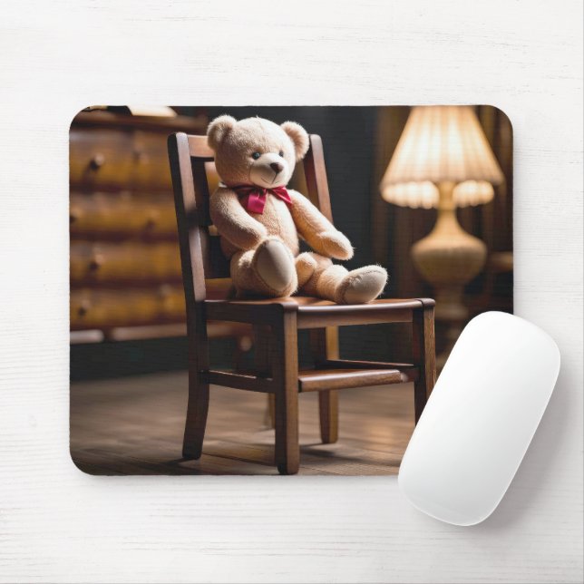 Mousepad Urso De Teddy Velho Numa Cadeira (Com mouse)