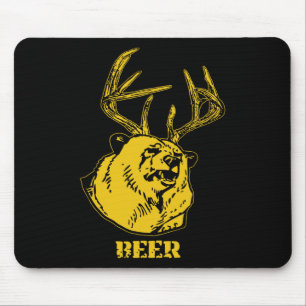 Mousepad Urso Engraçado Mais Veado Igual a Cerveja Caça de